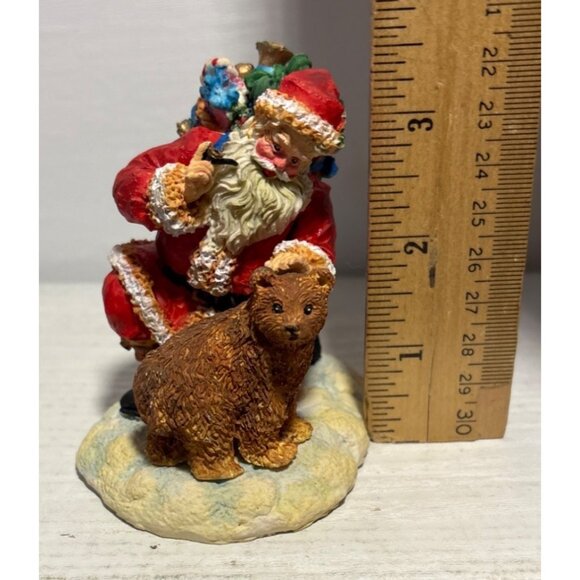 Enesco Santa Figurine Petting Bear Gift Bag Hand Painted Holiday Decor 1993 - Picture 8 of 8
